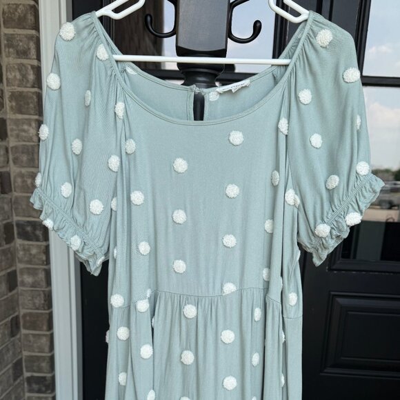Women's Light Blue/Teal Polka Dot Boutique Dress - Picture 1 of 5
